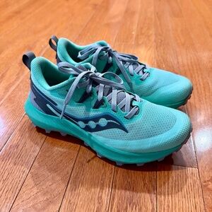 Saucony Women's 7 Peregrine 14 Mint/Shadow Trail Running Shoes Sneakers Hiking